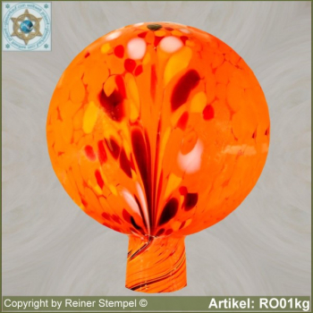 Rosenkugel Gartenkugel aus Glas winterfest 12 cm o. 15 cm ø Orange RO01o