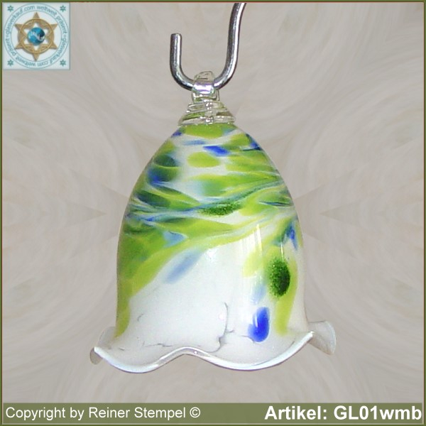 Glass bell, very decorative in color and shape GL01wmb.