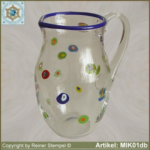 Glass pitcher by millefiori design