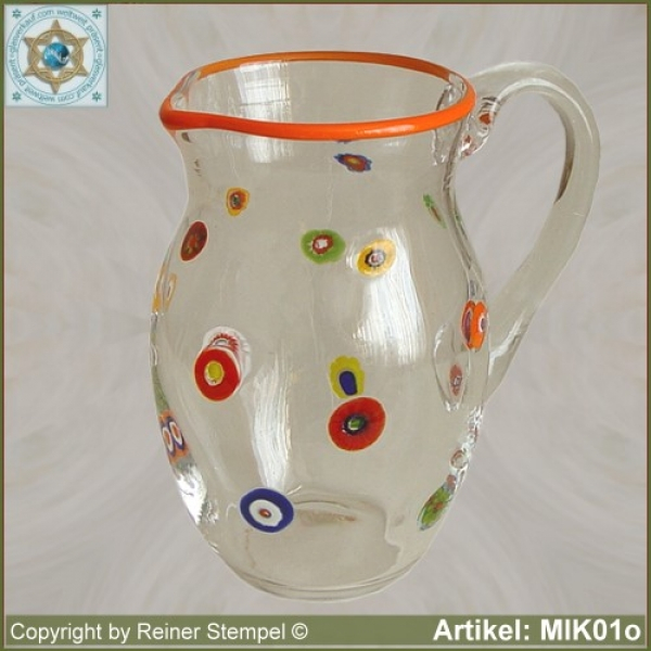 Glass pitcher by millefiori design MIK01o