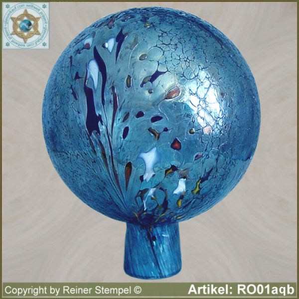 Rosenkugel Gartenkugel aus Glas winterfest 12 cm oder 15 cm ø Aquablau