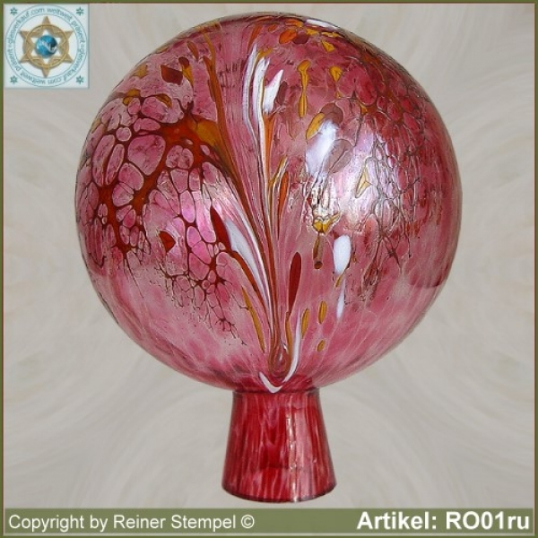 Farbecht Lauscha Handarbeit Gartenkugel/Rosenkugel aus Glas Rubinrot 12 cm 