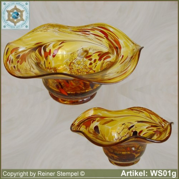 Glass bowl decorative in color and shape